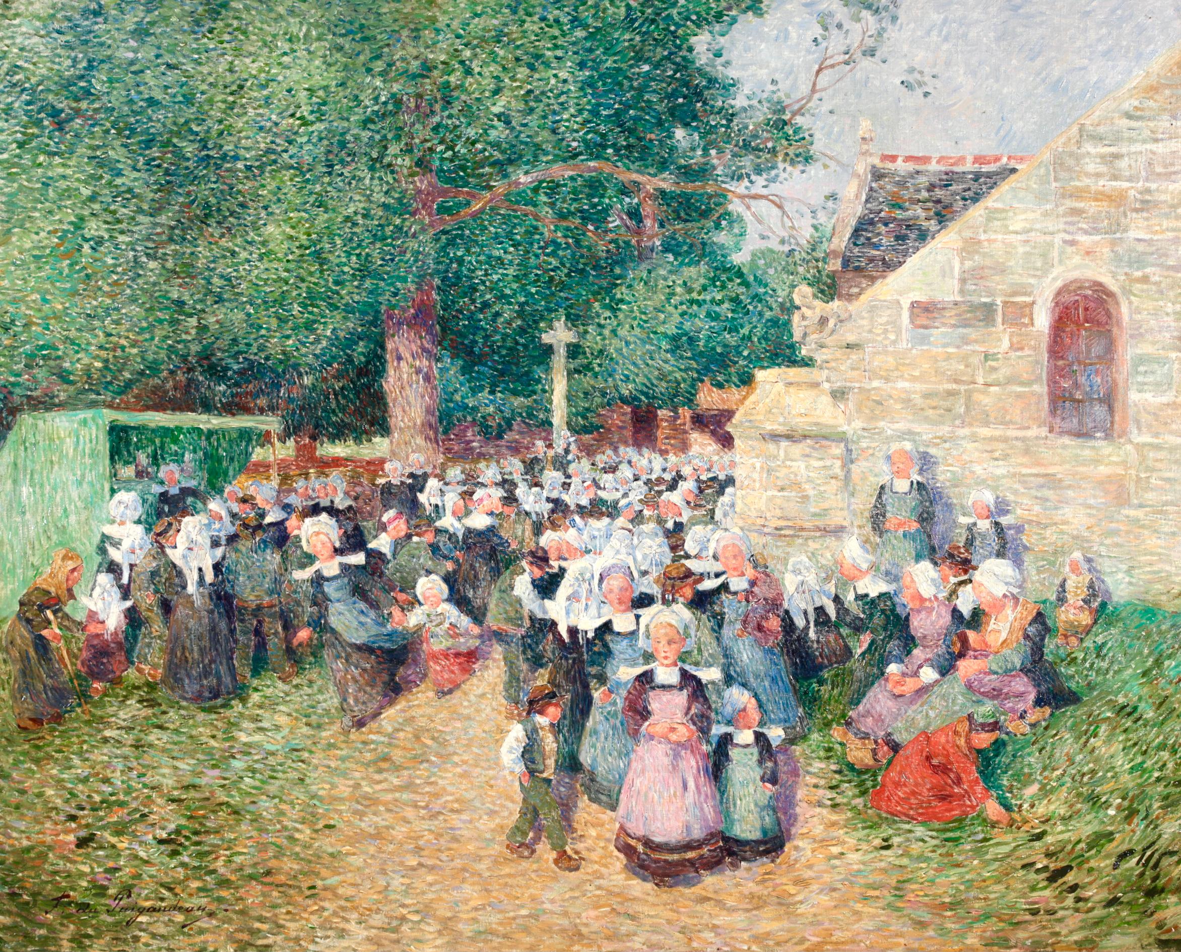 Enfants - Pont Aven - Post Impressionist Oil Painting by Ferdinand du Puigaudeau For Sale 1