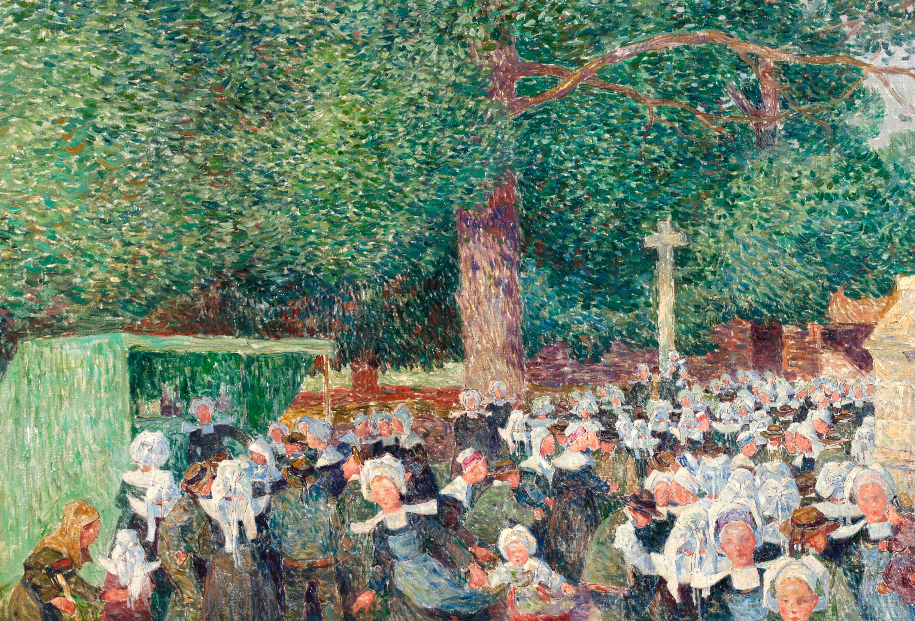 Enfants - Pont Aven - Post Impressionist Oil Painting by Ferdinand du Puigaudeau For Sale 4