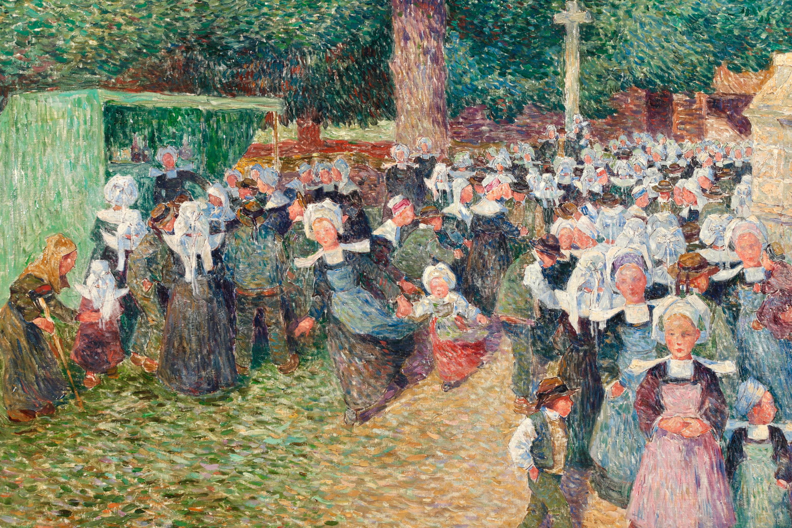 Enfants - Pont Aven - Post Impressionist Oil Painting by Ferdinand du Puigaudeau For Sale 5