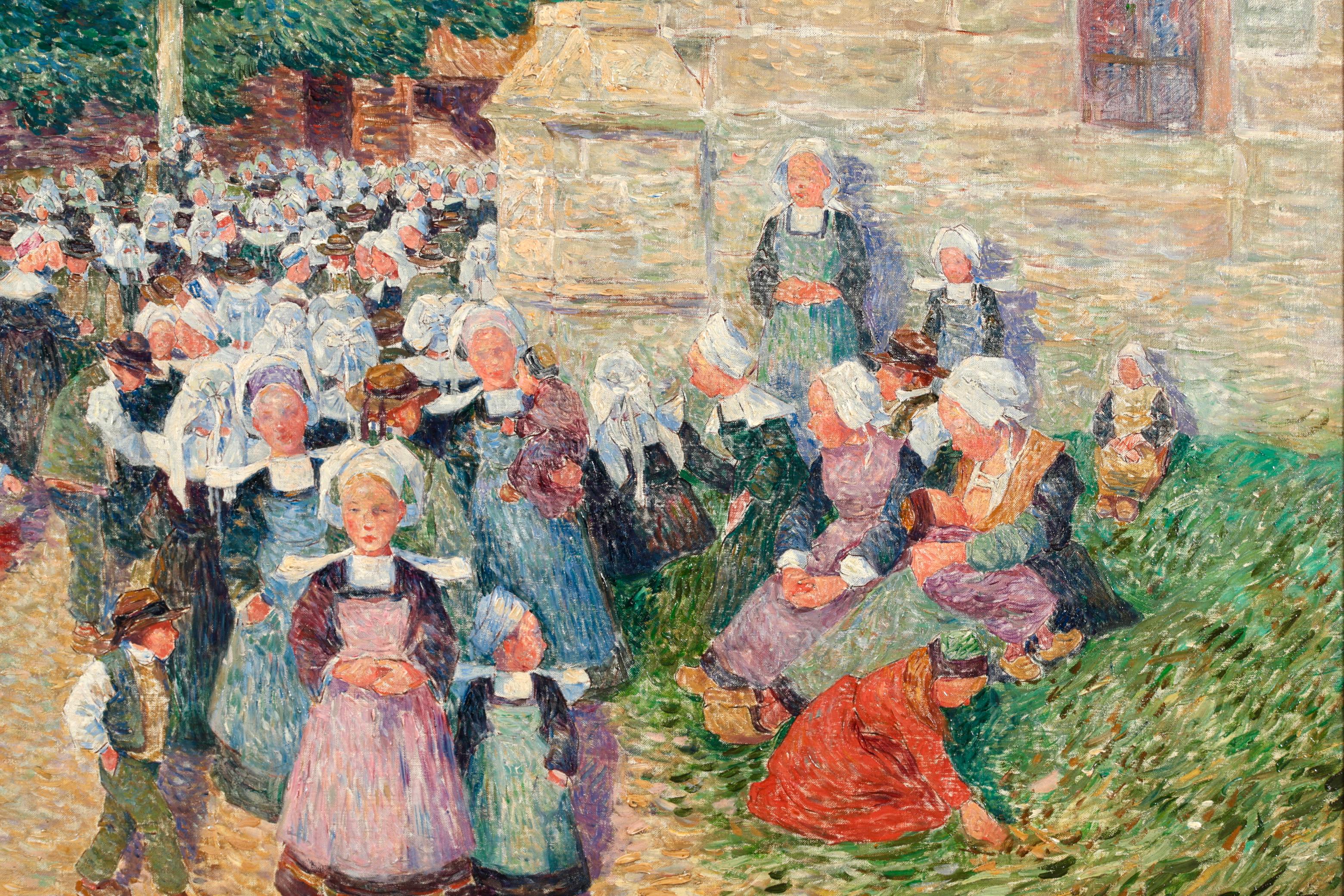 Enfants - Pont Aven - Post Impressionist Oil Painting by Ferdinand du Puigaudeau For Sale 8