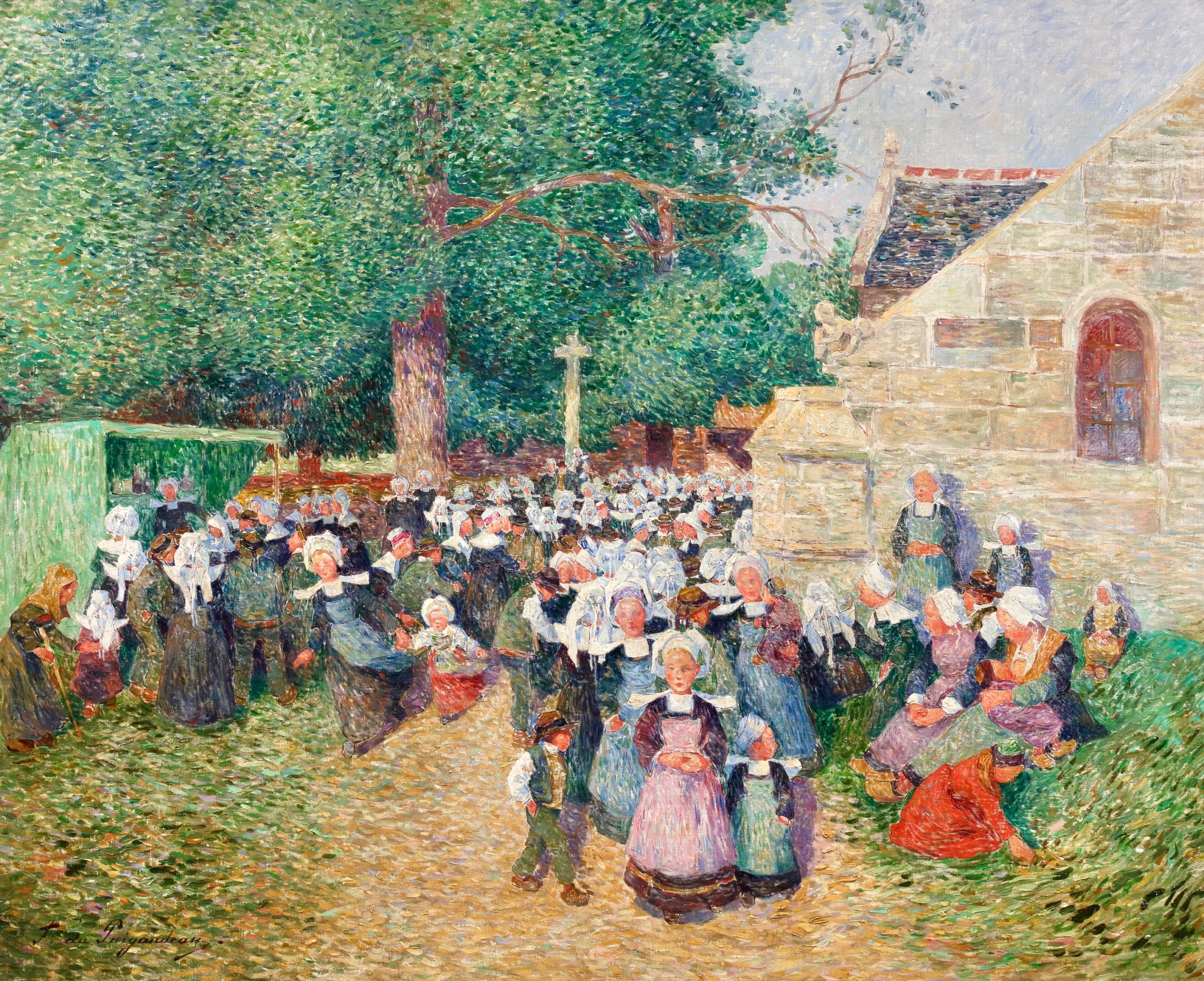 La Chapelle - Óleo figurativo postimpresionista de Ferdinand du Puigaudeau en venta 1
