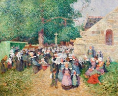 La Chapelle - Huile figurative post-impressionniste de Ferdinand du Puigaudeau