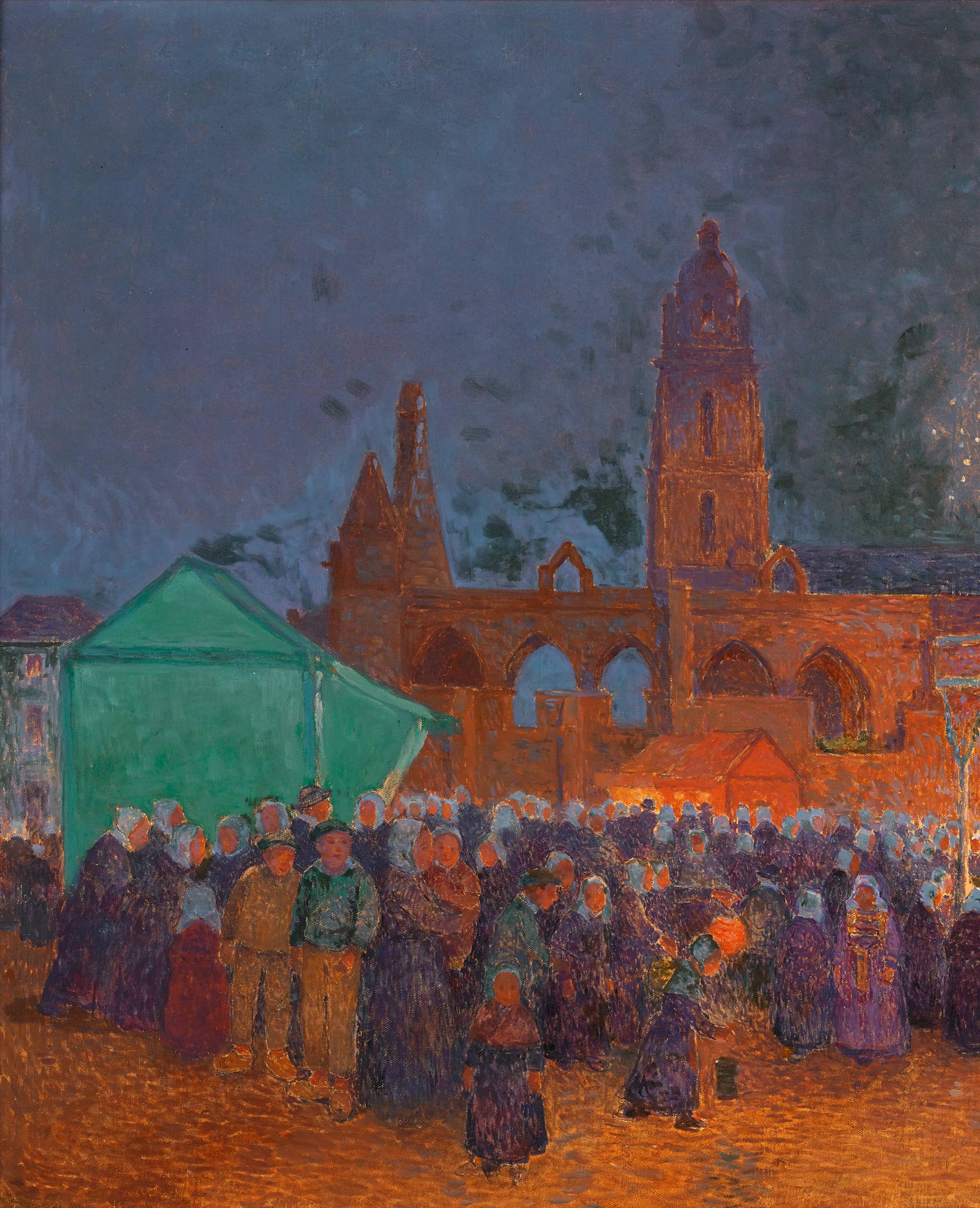 Ferdinand du Puigaudeau
1864-1930  Francese

La festa della notte a Batz-sur-Mer
(La fiera notturna di Batz-sur-Mer)

Firmato 