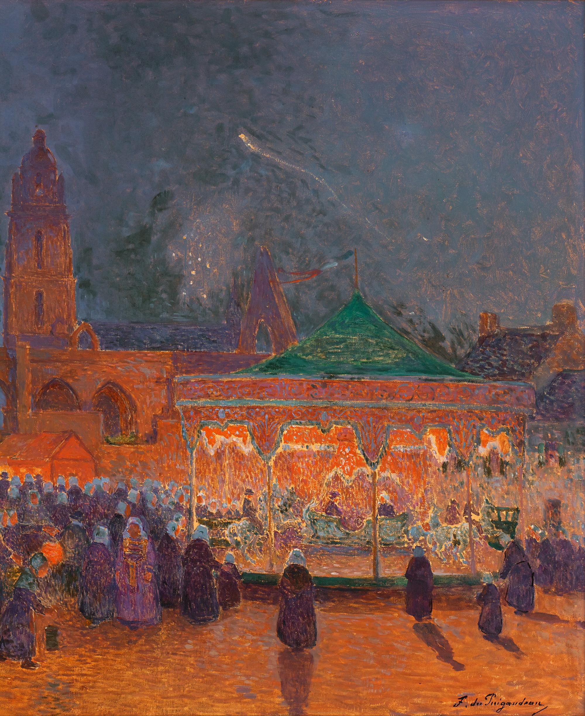 La Fête Foraine De Nuit À Batz-Sur-Mer Di Ferdinand Du Puigaudeau in vendita 1