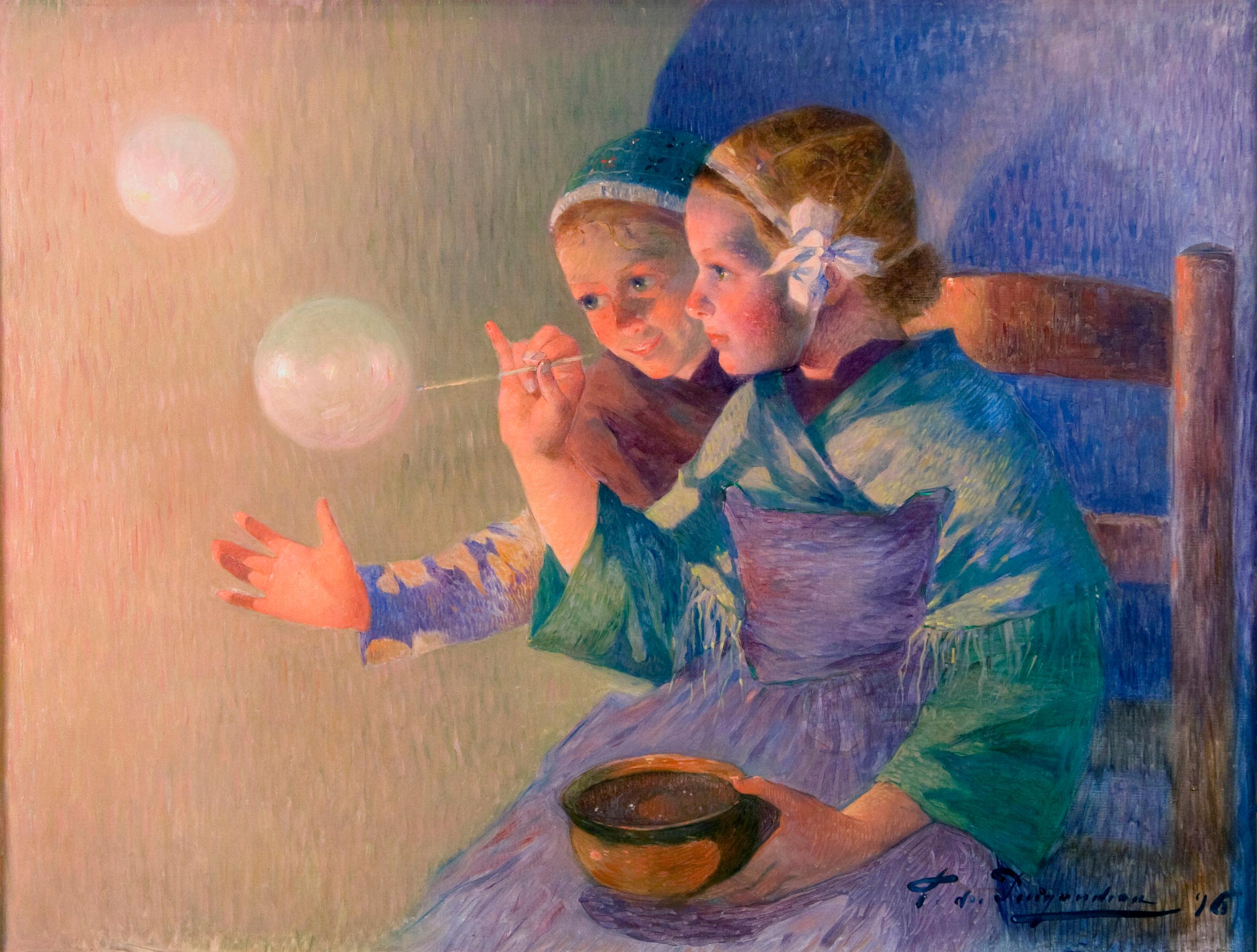 Ferdinand du Puigaudeau Figurative Painting - Les Bulles de Savon