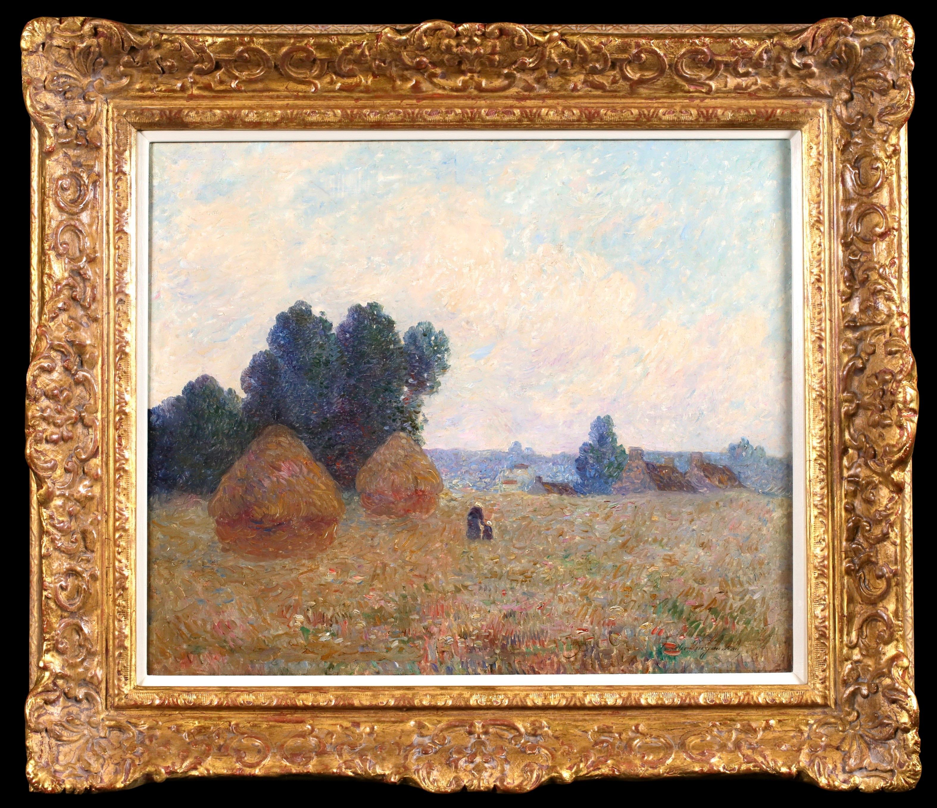 Les Meules - Huile de paysage post-impressionniste de Ferdinand du Puigaudeau