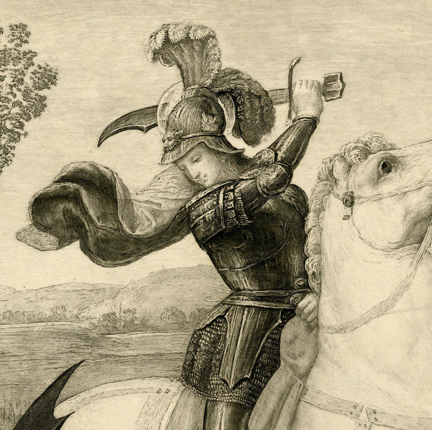 St. George and the Dragon after Raphael - Print by Ferdinand Gaillard