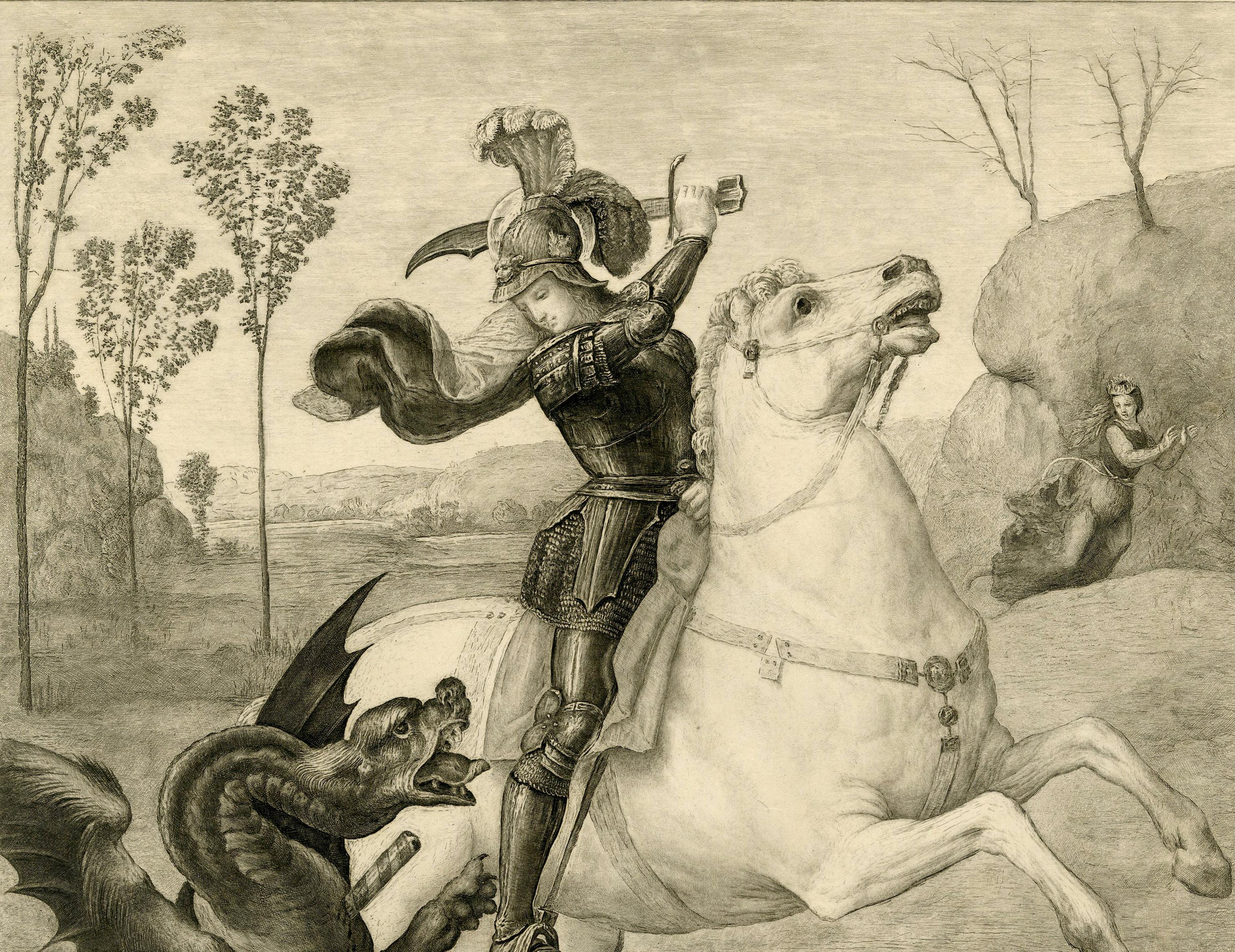 St. George and the Dragon after Raphael For Sale 2