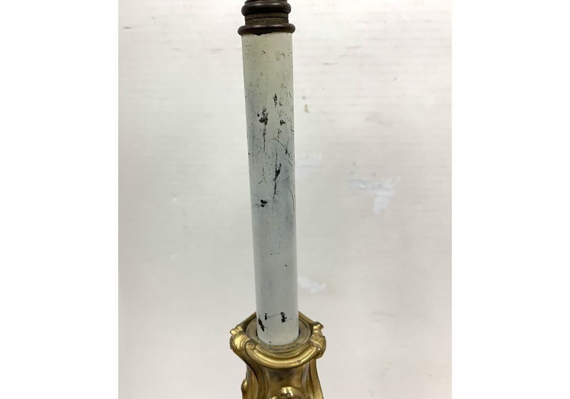 Ferdinand Gervais Pair Of Dore` Bronze Candle Sticks Mounted As Lamps For Sale 7
