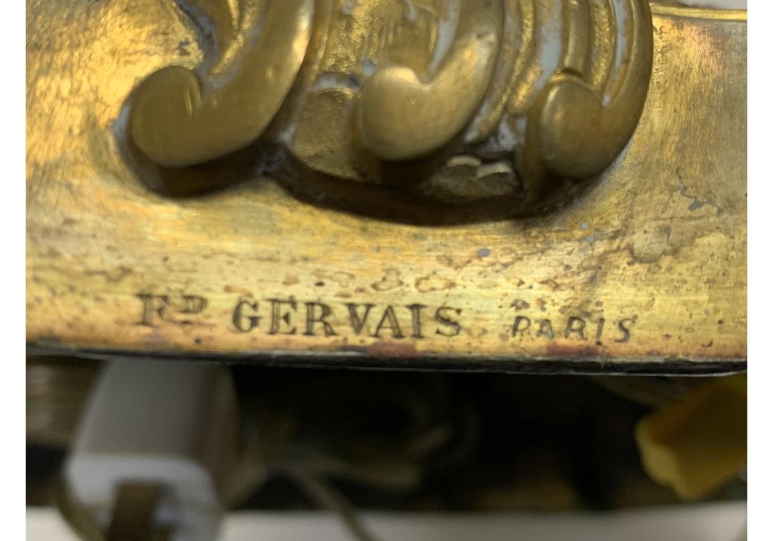 Ferdinand Gervais Pair Of Dore` Bronze Candle Sticks Mounted As Lamps For Sale 13