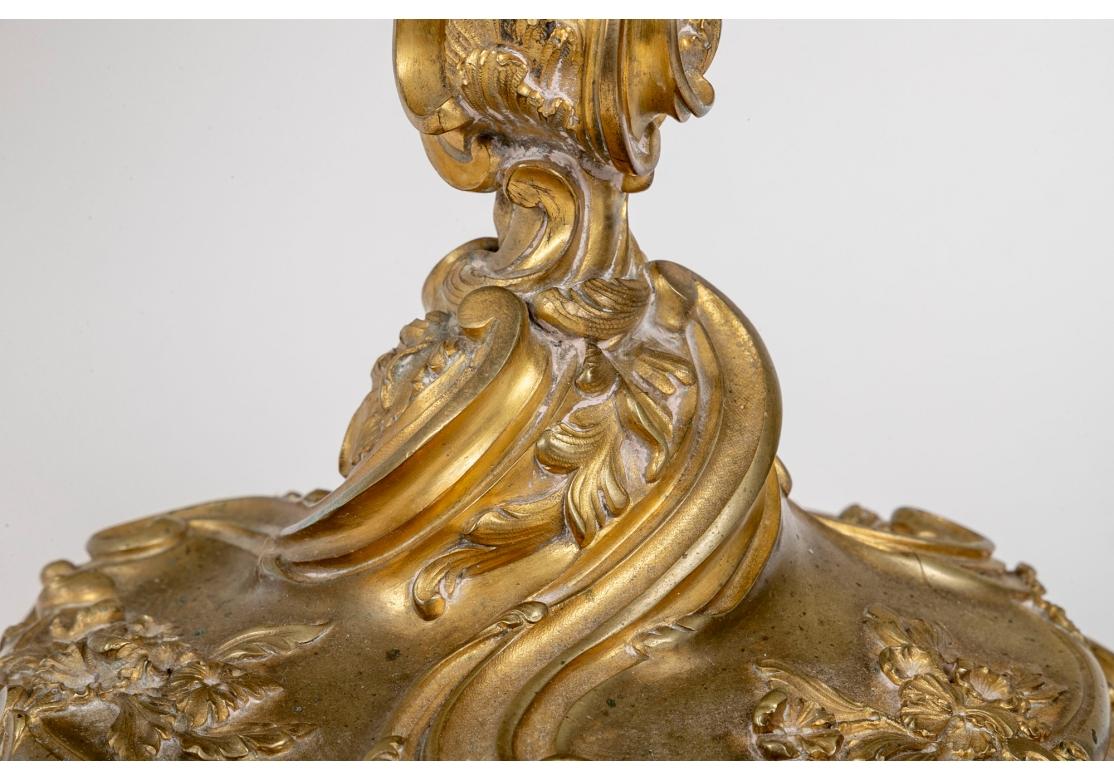 20th Century Ferdinand Gervais Pair Of Dore` Bronze Candle Sticks Mounted As Lamps For Sale