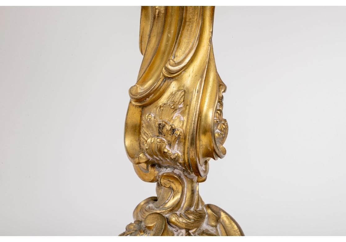 Ferdinand Gervais Pair Of Dore` Bronze Candle Sticks Mounted As Lamps For Sale 1