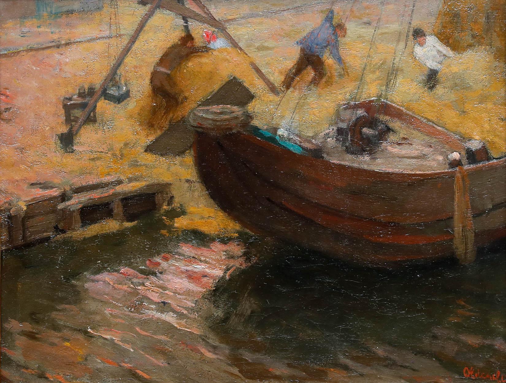 Ferdinand Gustaaf Oldewelt (1857-1935) - Gerahmtes Öl, Hayship Harbour im Angebot 2