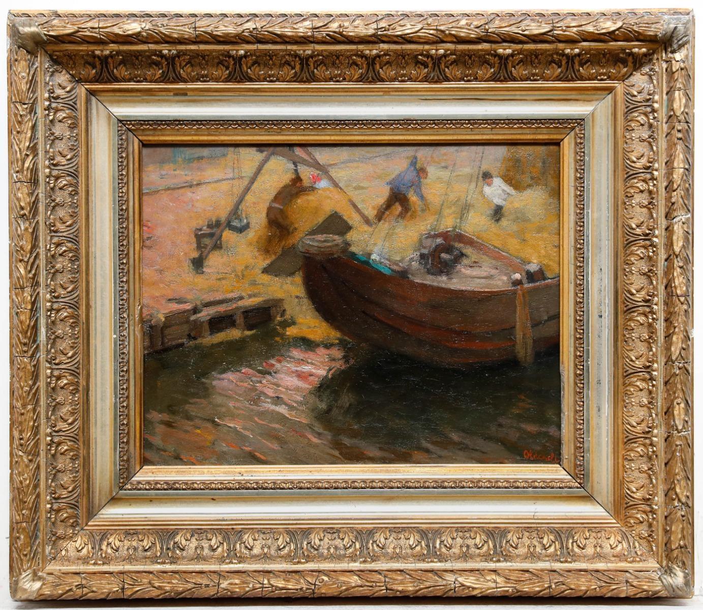 Ferdinand Gustaaf Oldewelt (1857-1935) - Gerahmtes Öl, Hayship Harbour