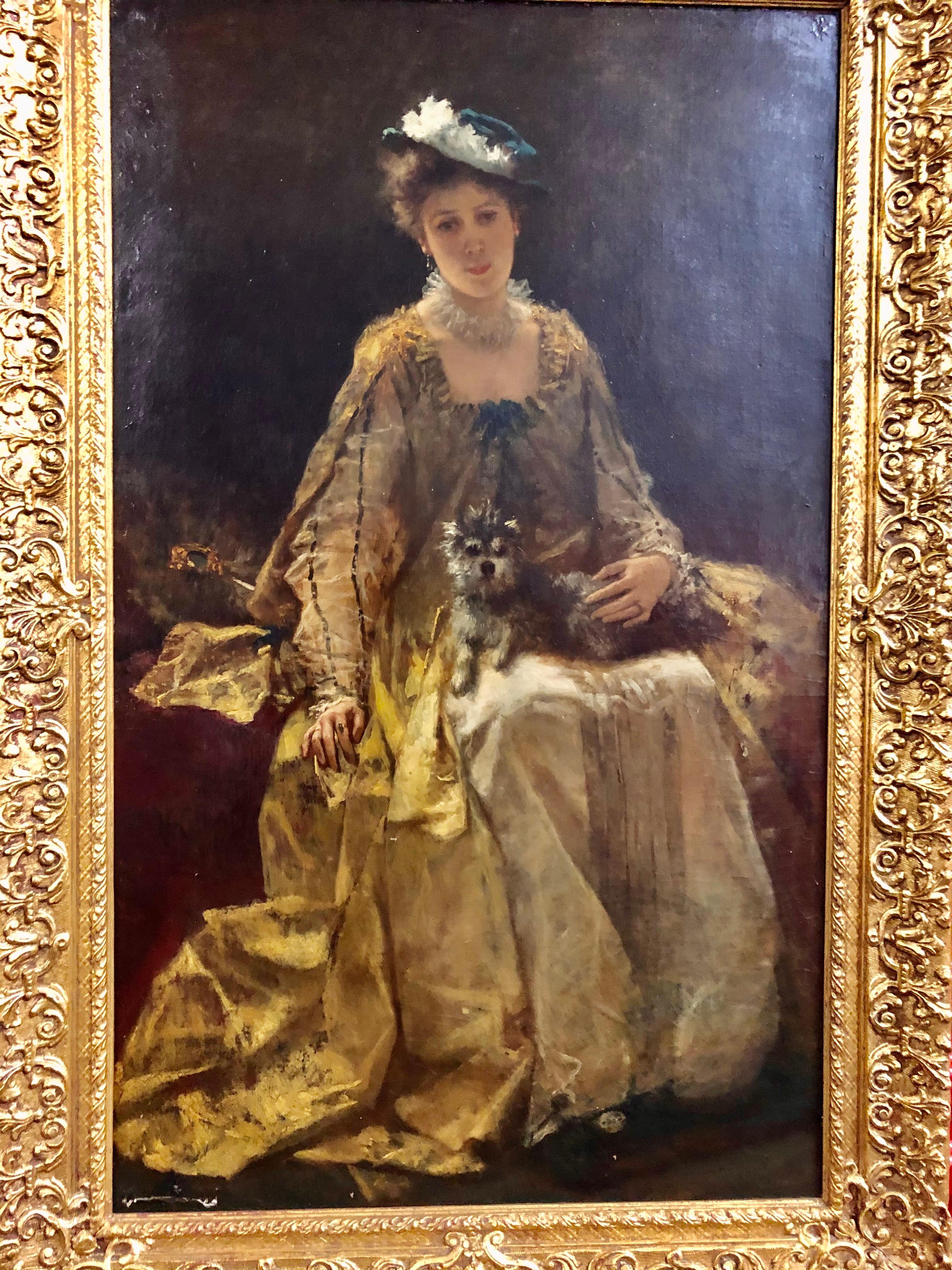 Ferdinand Heilbuth Dame und ihr Hund im Angebot 1