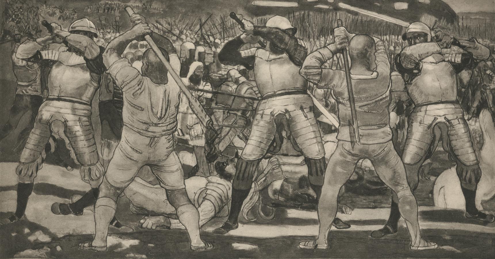 Heliogravur „Battle at Nafels“ aus Kupferblech – Print von Ferdinand Hodler & R. Piper & Co.