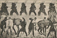 ""Le départ de Jena Volunteers in 1813" - Héliogravure sur cuivre - Assiette en cuivre