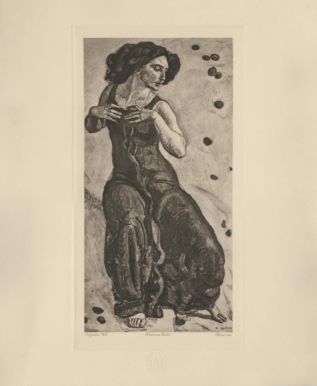 Ferdinand Hodler & R. Piper & Co. Figurative Print - "Exuberant Woman" Copper Plate Heliogravure