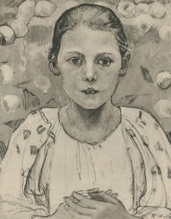 "Girl in the Garden" Copper Plate Heliogravure