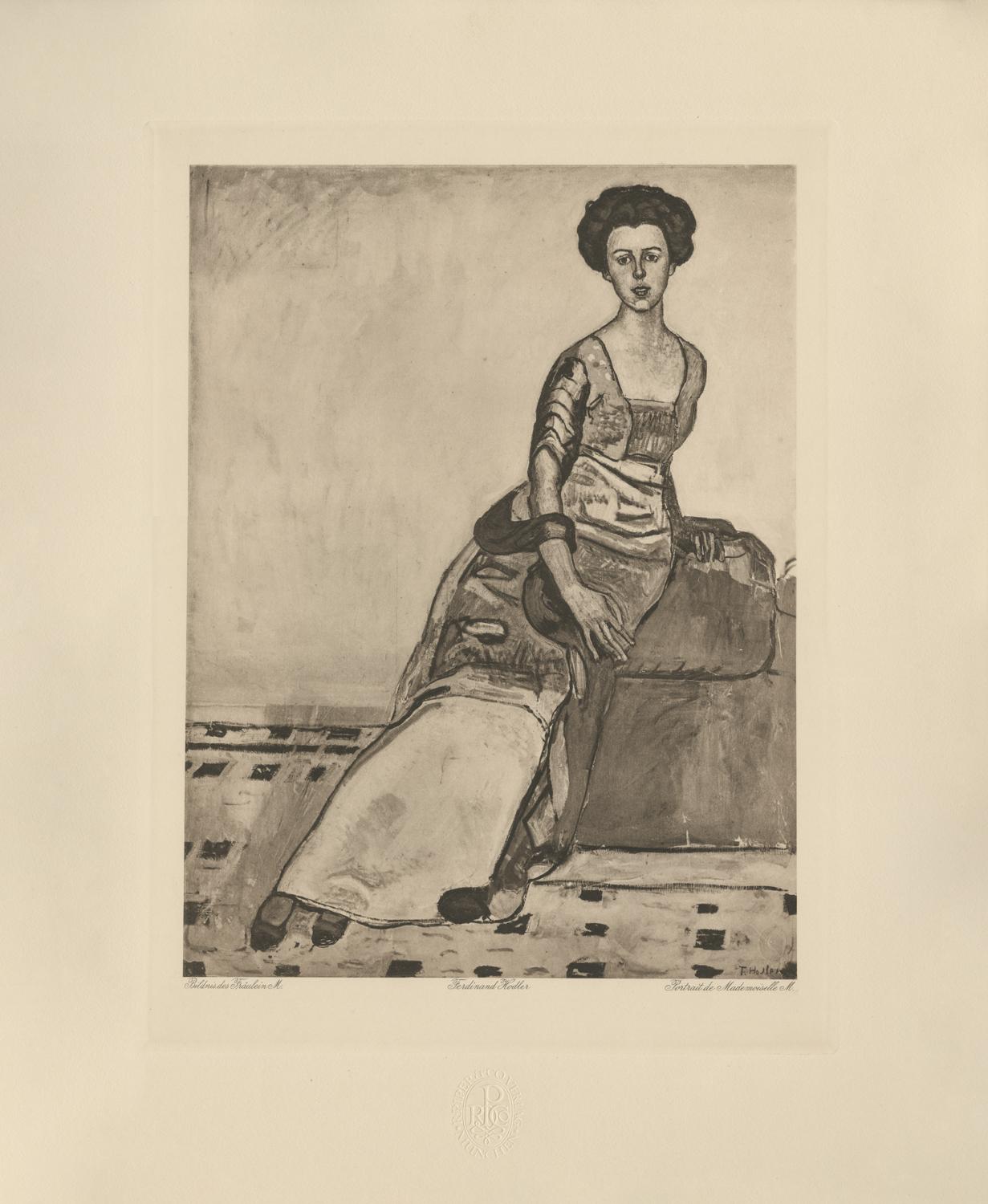 Ferdinand Hodler & R. Piper & Co. Figurative Print - "Portrait of Mrs. Gertrude Miller" Copper Plate Heliogravure