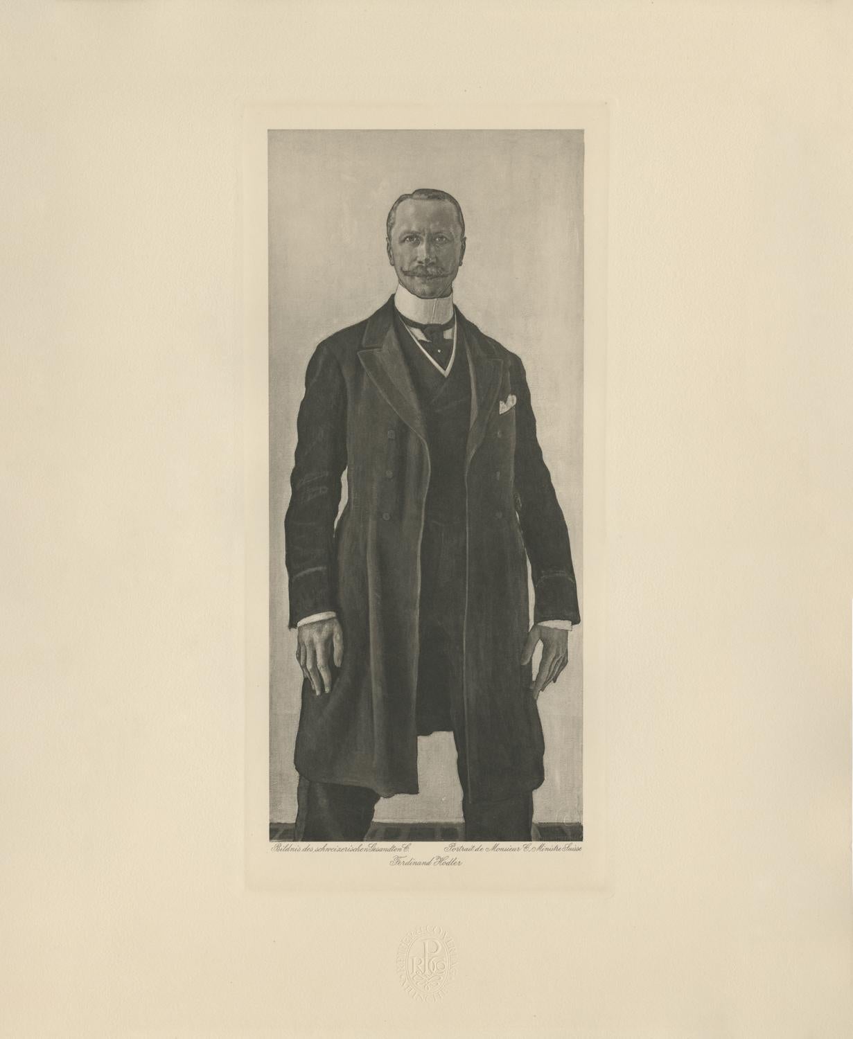 Ferdinand Hodler & R. Piper & Co. Figurative Print - "Portrait of Swiss Political Attachee, Carlin" Copper Plate Heliogravure