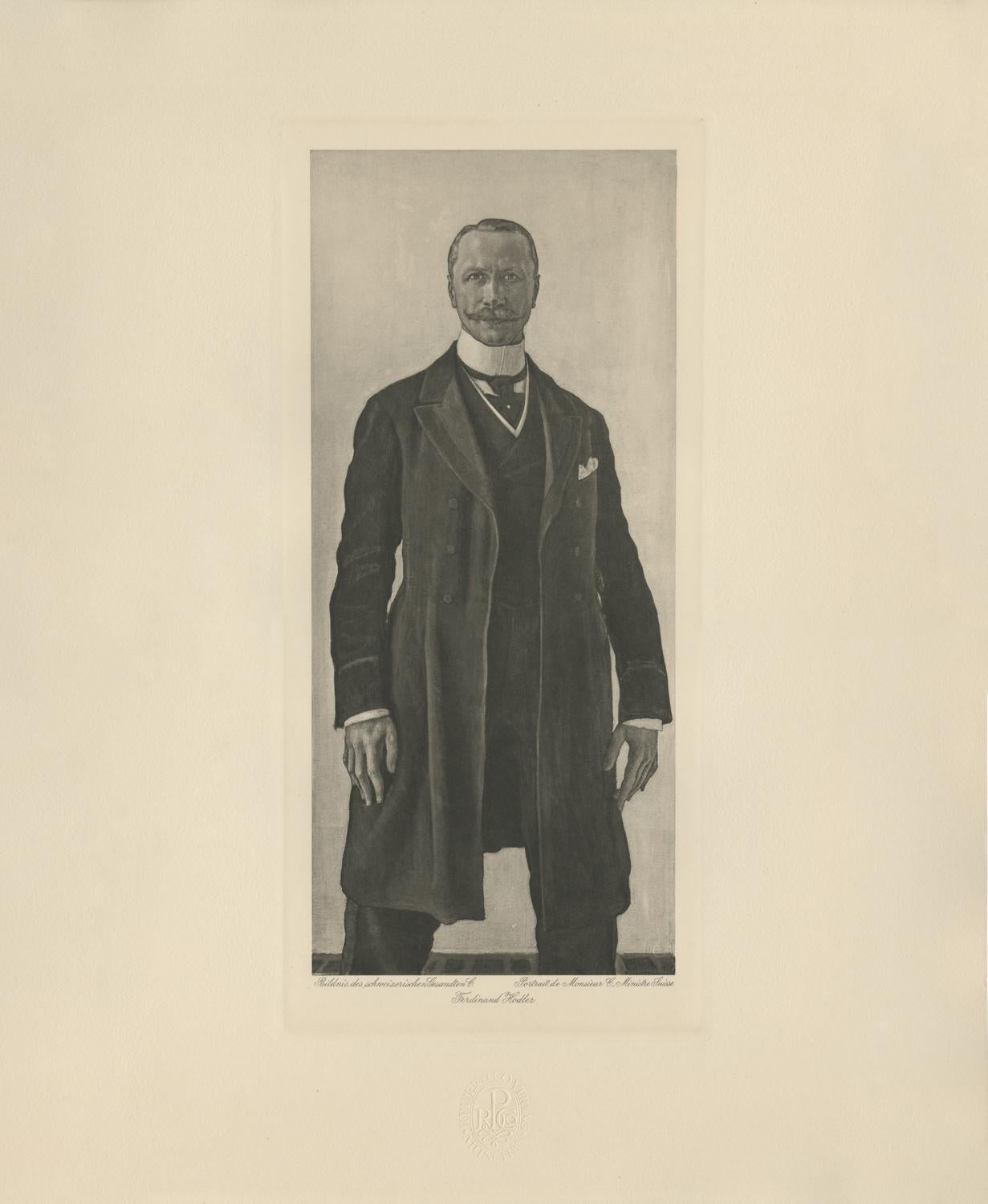 Figurative Print di Ferdinand Hodler & R. Piper & Co. - "Ritratto dell'addetto politico svizzero, Carlin" Eliografia su lastra di rame