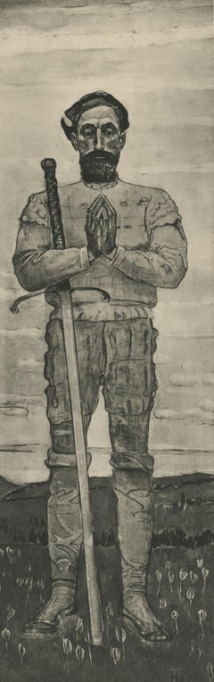 "Praying Warrior" Copper Plate Heliogravure