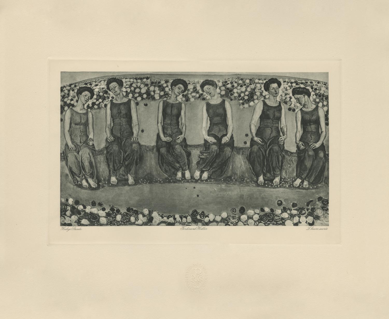 Ferdinand Hodler & R. Piper & Co. Figurative Print - "The Holy Hour with Six Figures" Copper Plate Heliogravure