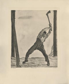 Used "The Woodcutter" Copper Plate Heliogravure