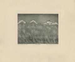 "Three Mountaintops Emerging From Fog" Copper Plate Heliogravure