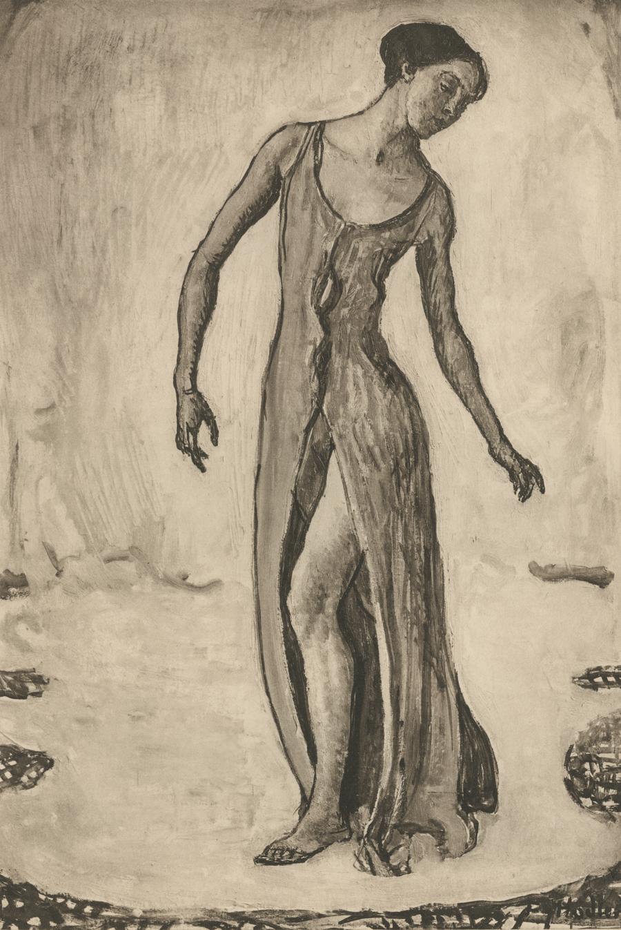„Frau, die sich umgibt“, Kupferplatte, Heliogravur – Print von Ferdinand Hodler & R. Piper & Co.