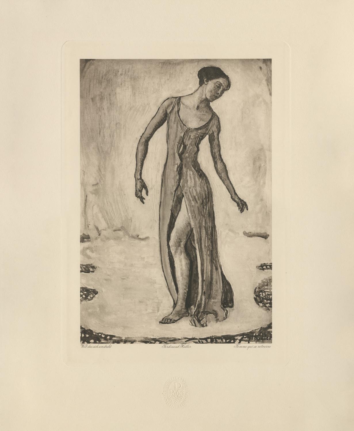 Ferdinand Hodler & R. Piper & Co. Figurative Print - "Woman Turning Around" Copper Plate Heliogravure