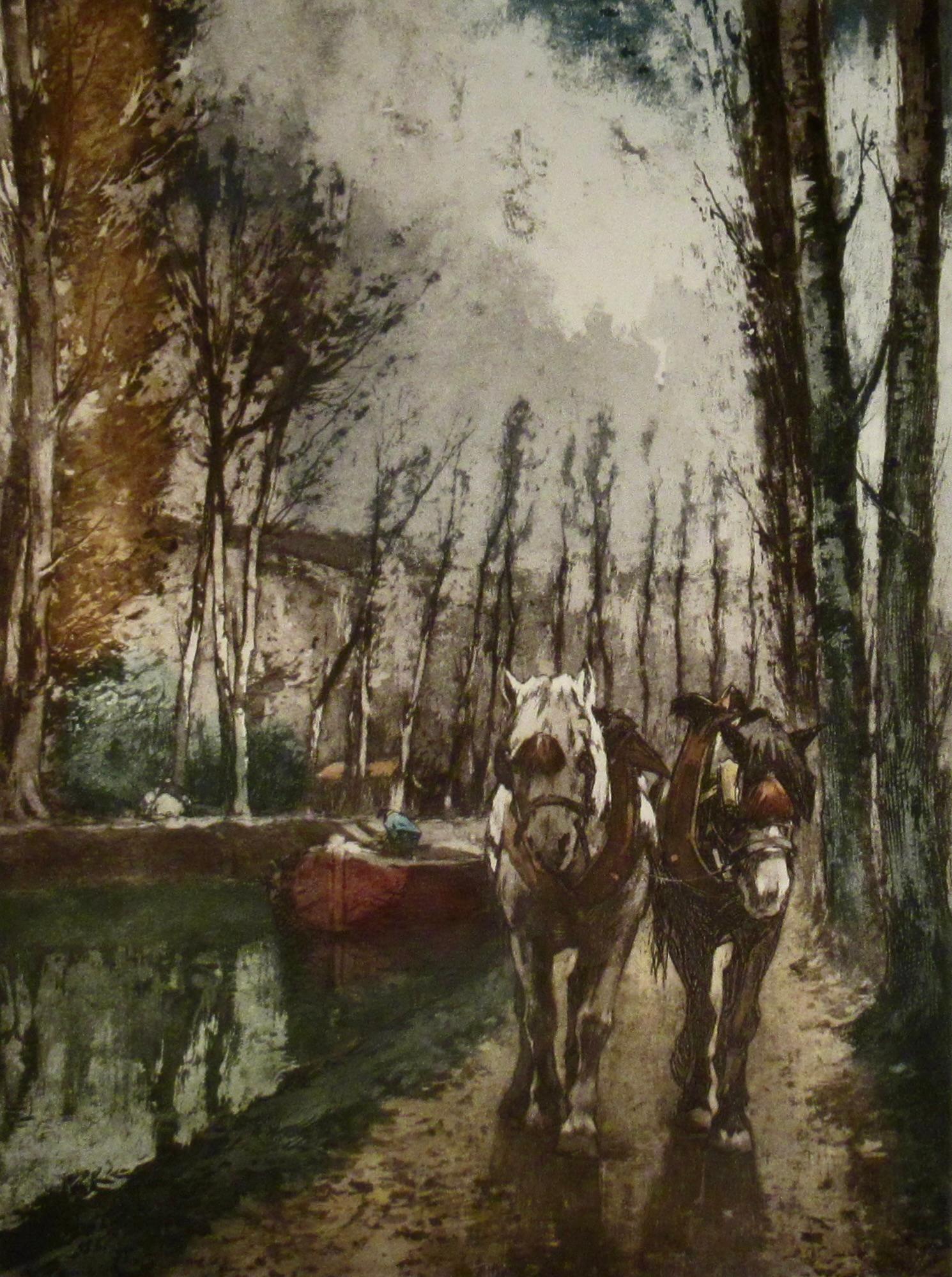 Chemin de Halage - Impressionist Print by Ferdinand Jean Luigini