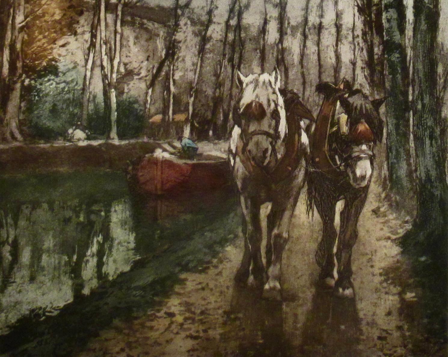 Chemin de Halage - Black Animal Print by Ferdinand Jean Luigini