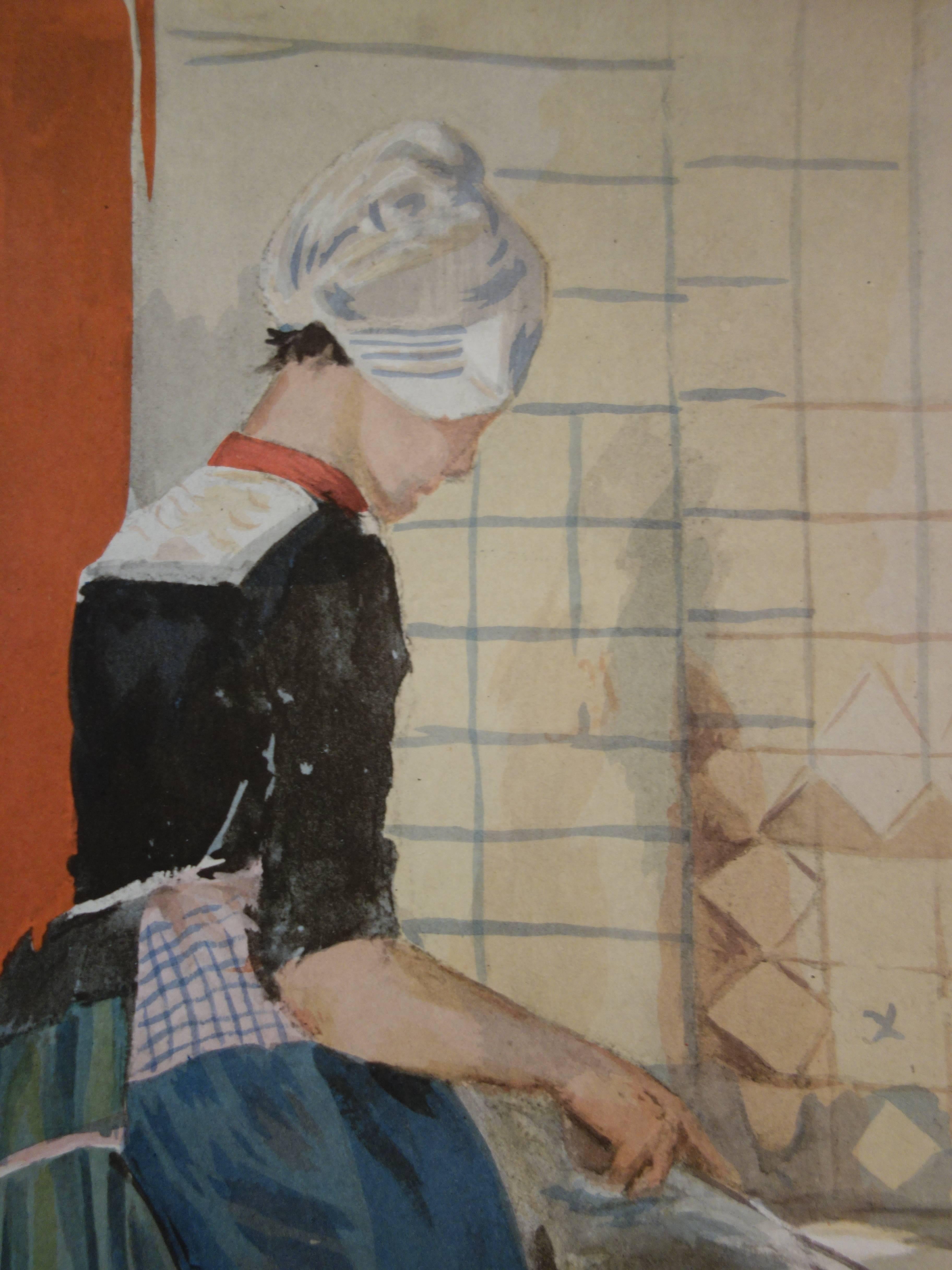 The Cook - Original Lithograph, 1898 - Art Nouveau Print by Ferdinand-Jean Luigini