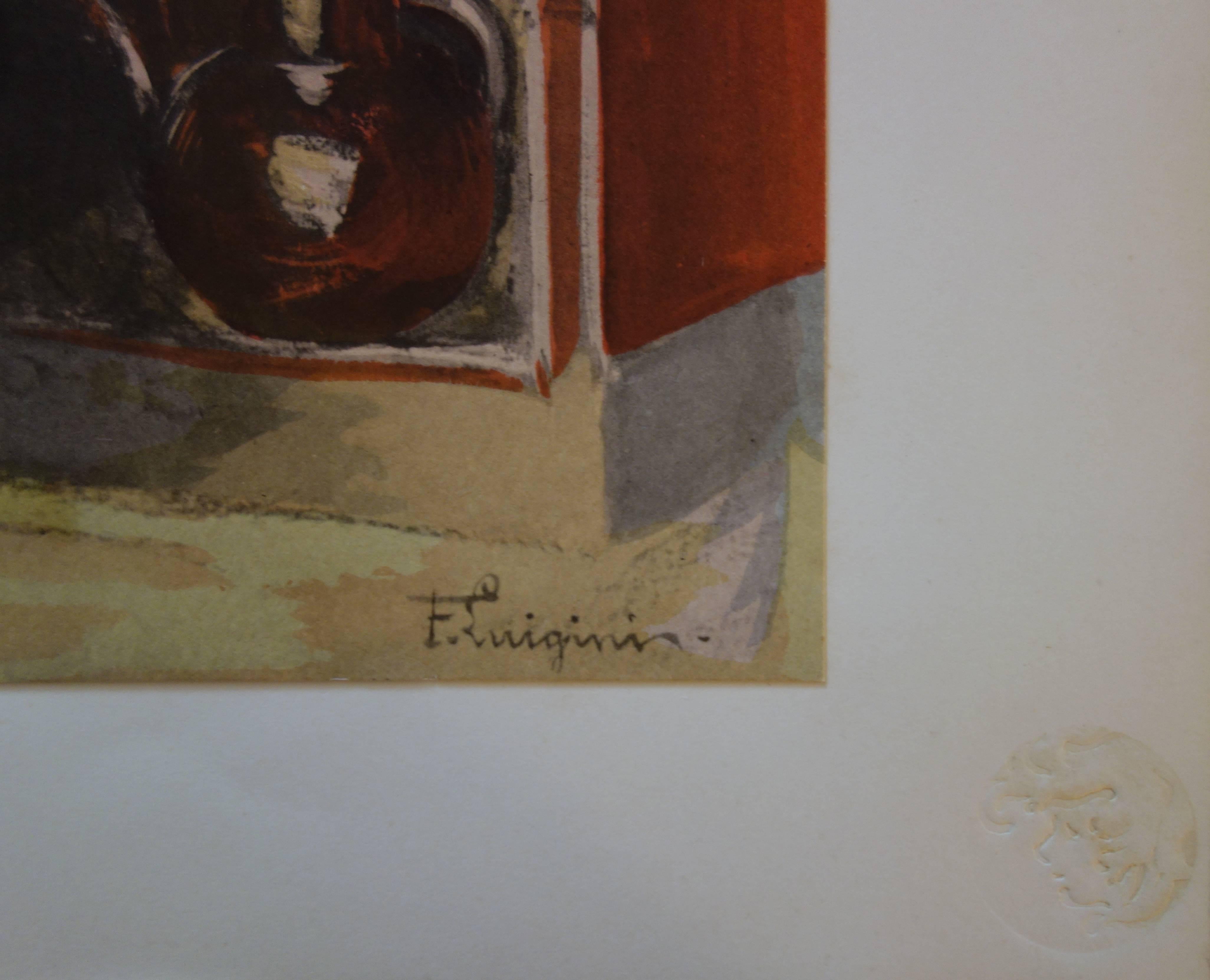 The Cook - Original Lithograph, 1898 - Gray Figurative Print by Ferdinand-Jean Luigini