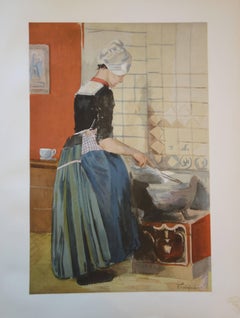 Antique The Cook - Original Lithograph, 1898