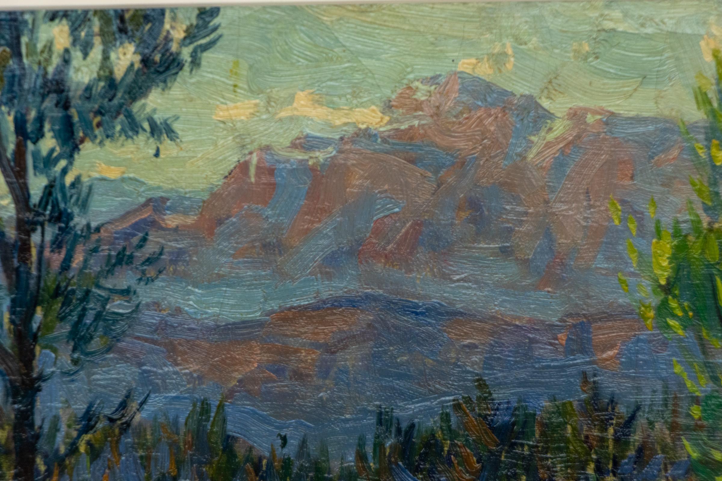 Paesaggio montano del monte Evans in Colorado - Pittura ad olio impressionista in vendita 1