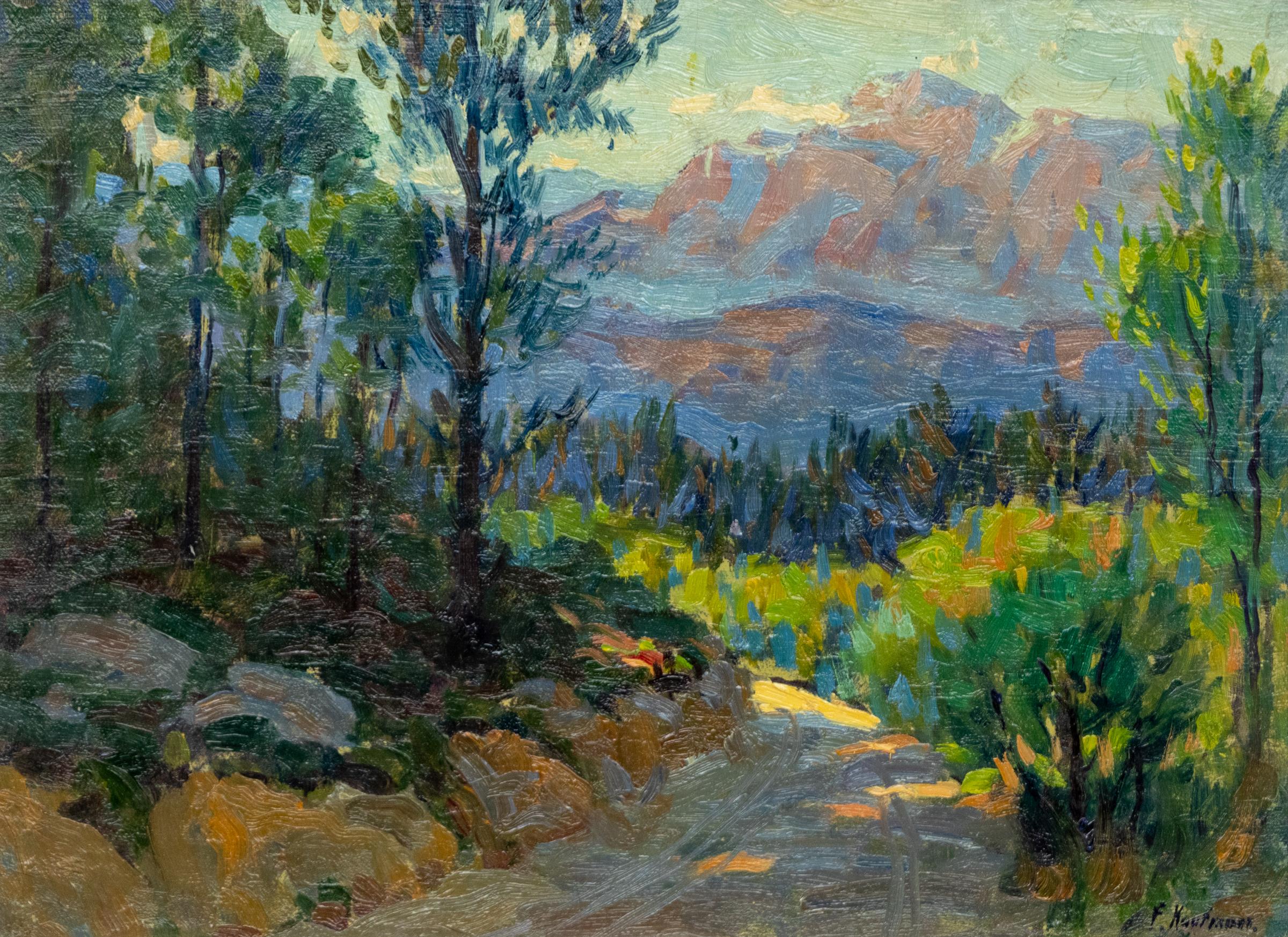 Paesaggio montano del monte Evans in Colorado - Pittura ad olio impressionista - Painting di Ferdinand Kaufmann