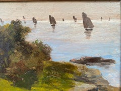 Küstenlandschaft mit Segelbooten – Pleinair-Gemälde eines französischen Impressionisten