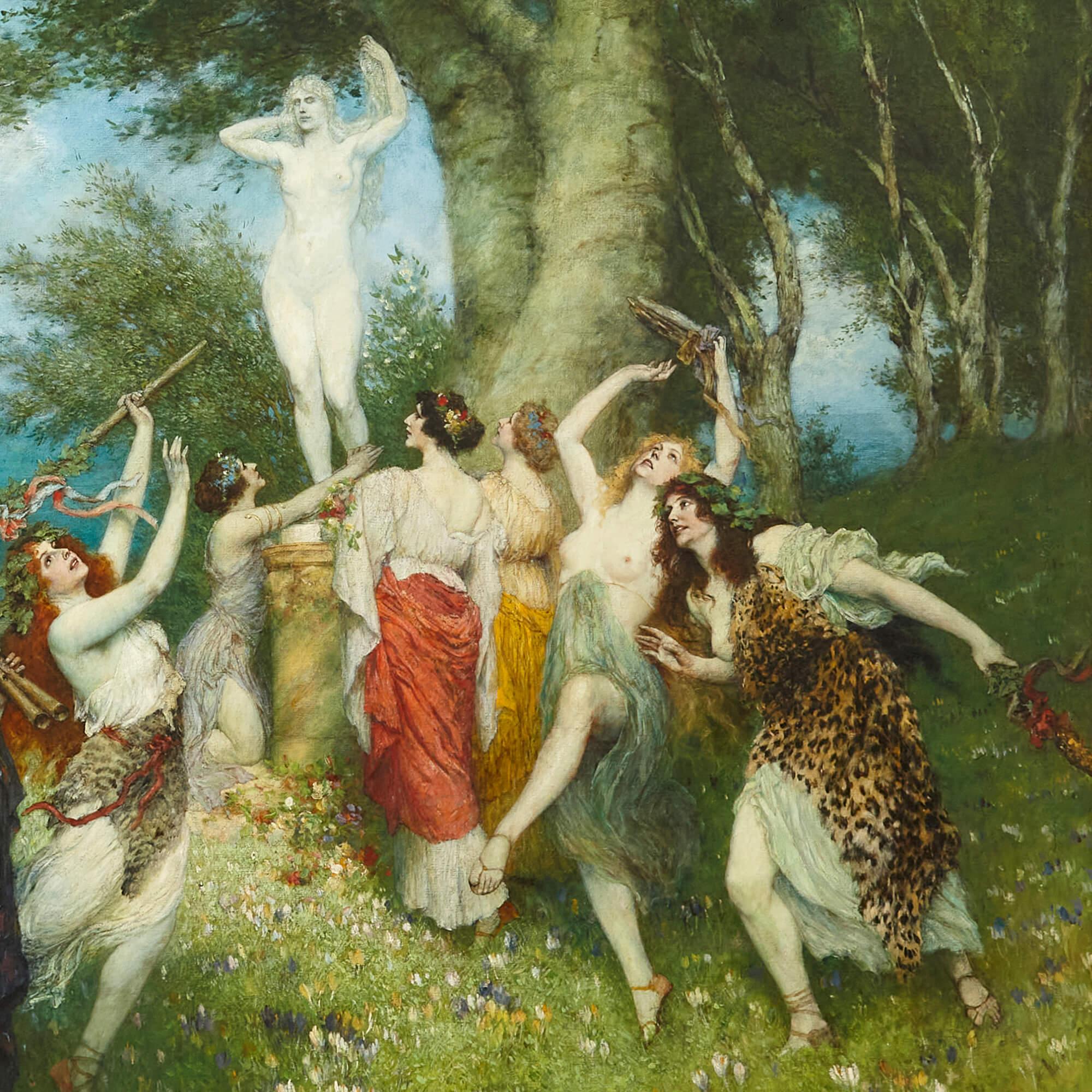 El Triunfo de Baco, gran óleo de Ferdinand Leeke en venta 3