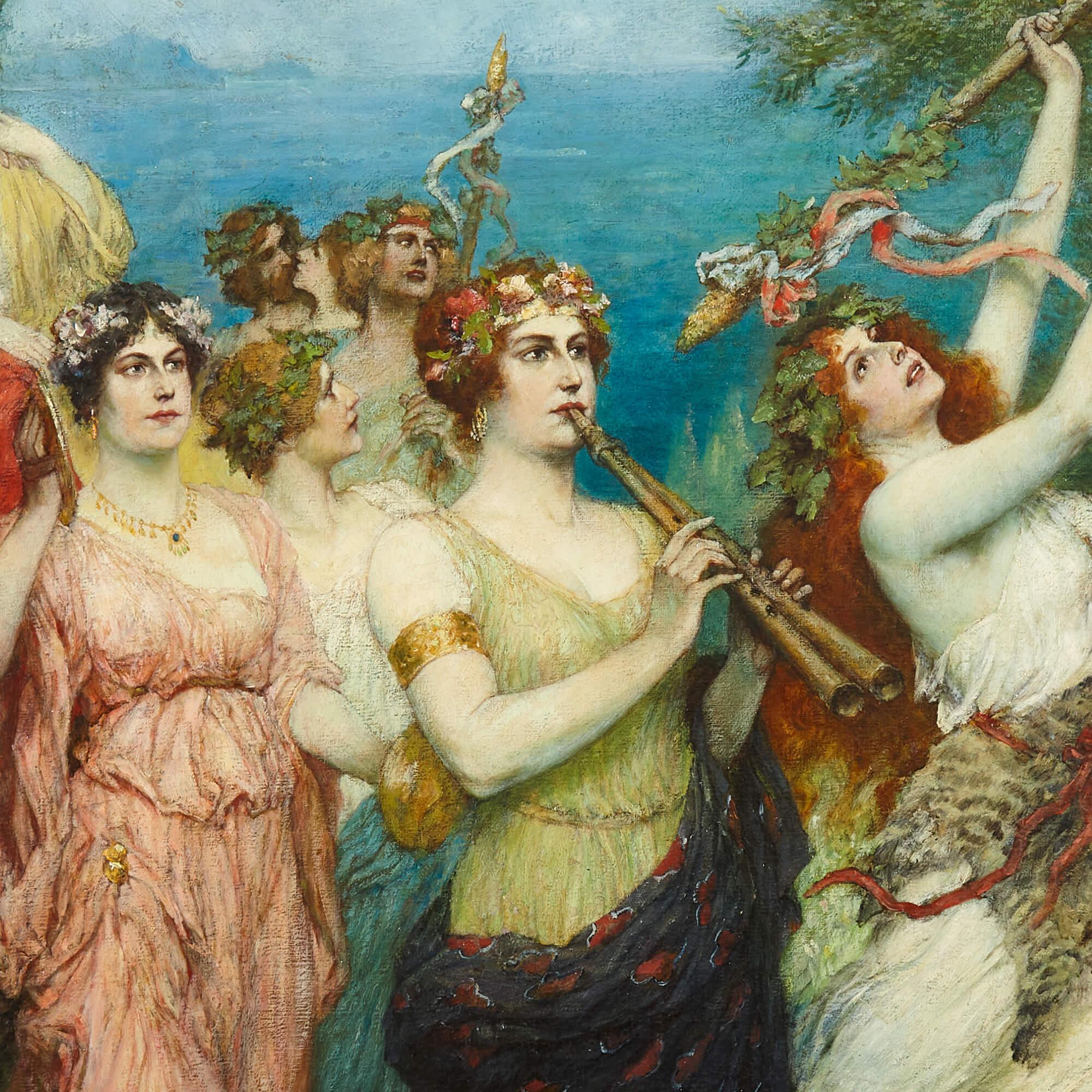 Le triomphe de Bacchus, une grande peinture à l'huile de Ferdinand Leeke en vente 4