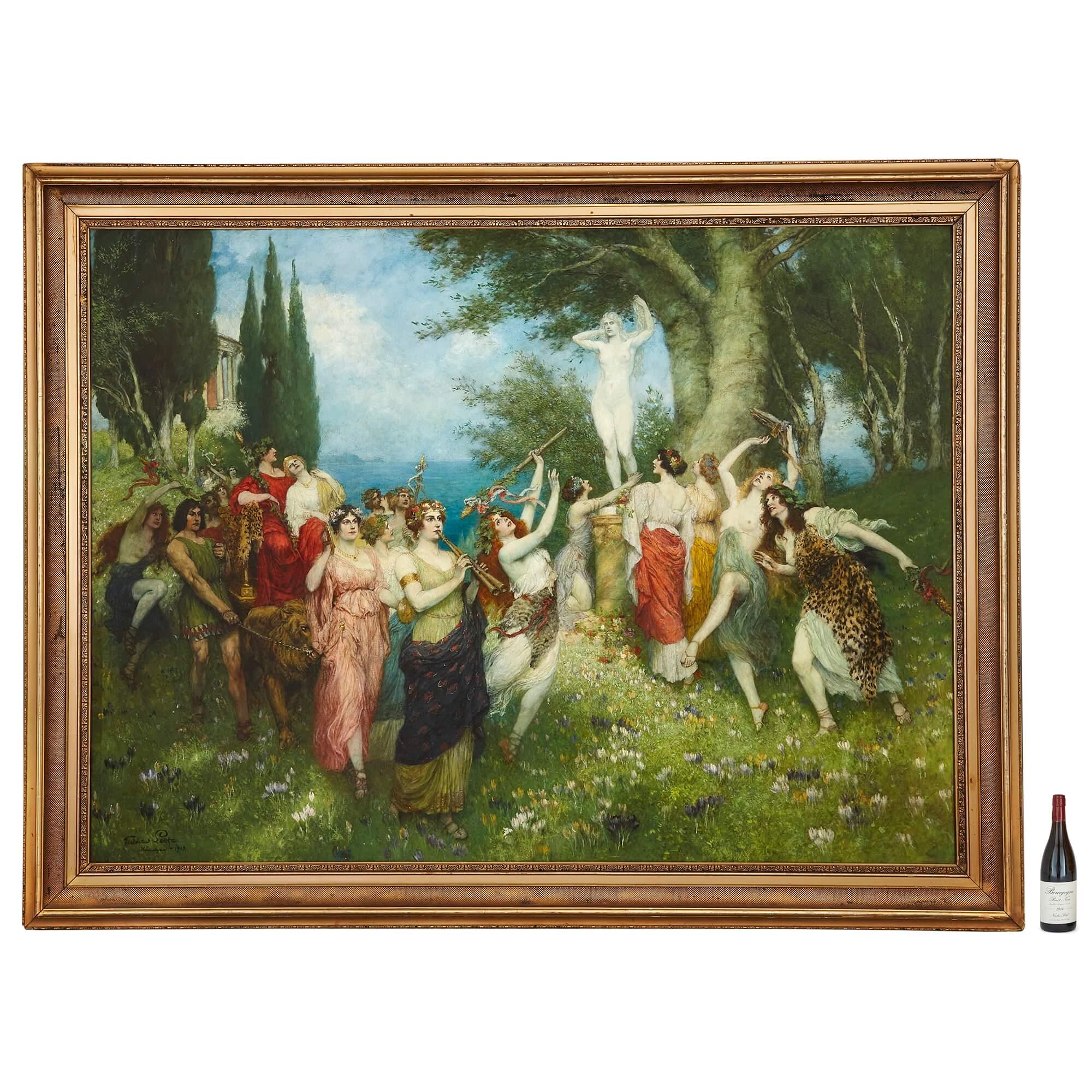 Le triomphe de Bacchus, une grande peinture à l'huile de Ferdinand Leeke en vente 6