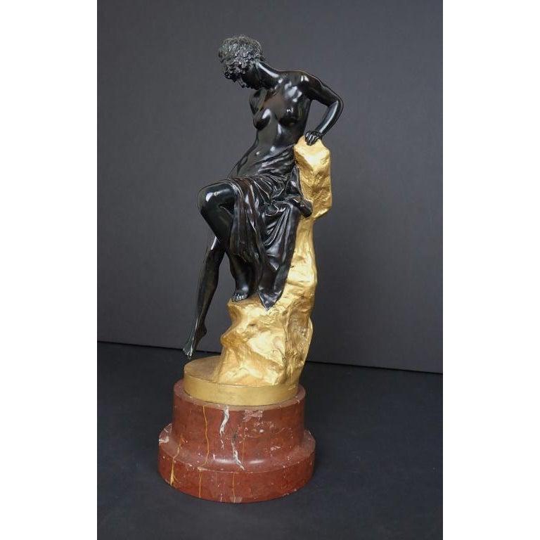 Akt aus Doré und patinierter Bronze Ende 19. Jahrhundert von Ferdinand Lepcke  (Vergoldet)
