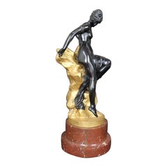 Doré and Patinated Bronze Nude Late 19th Century by Ferdinand Lepcke 