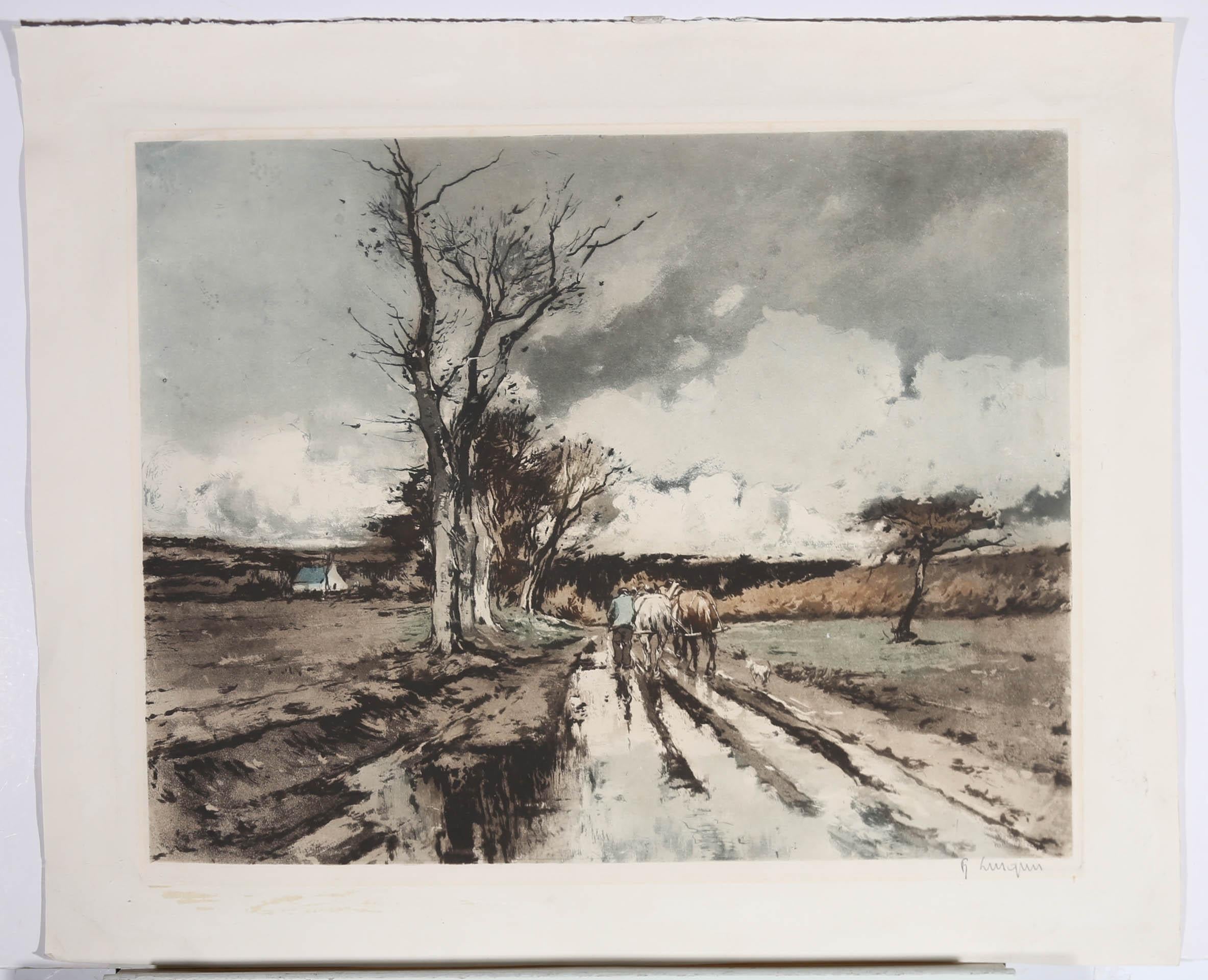 Ferdinand Luigini (1870 -1943) - Early 20th Century Aquatint, The Route Home 1