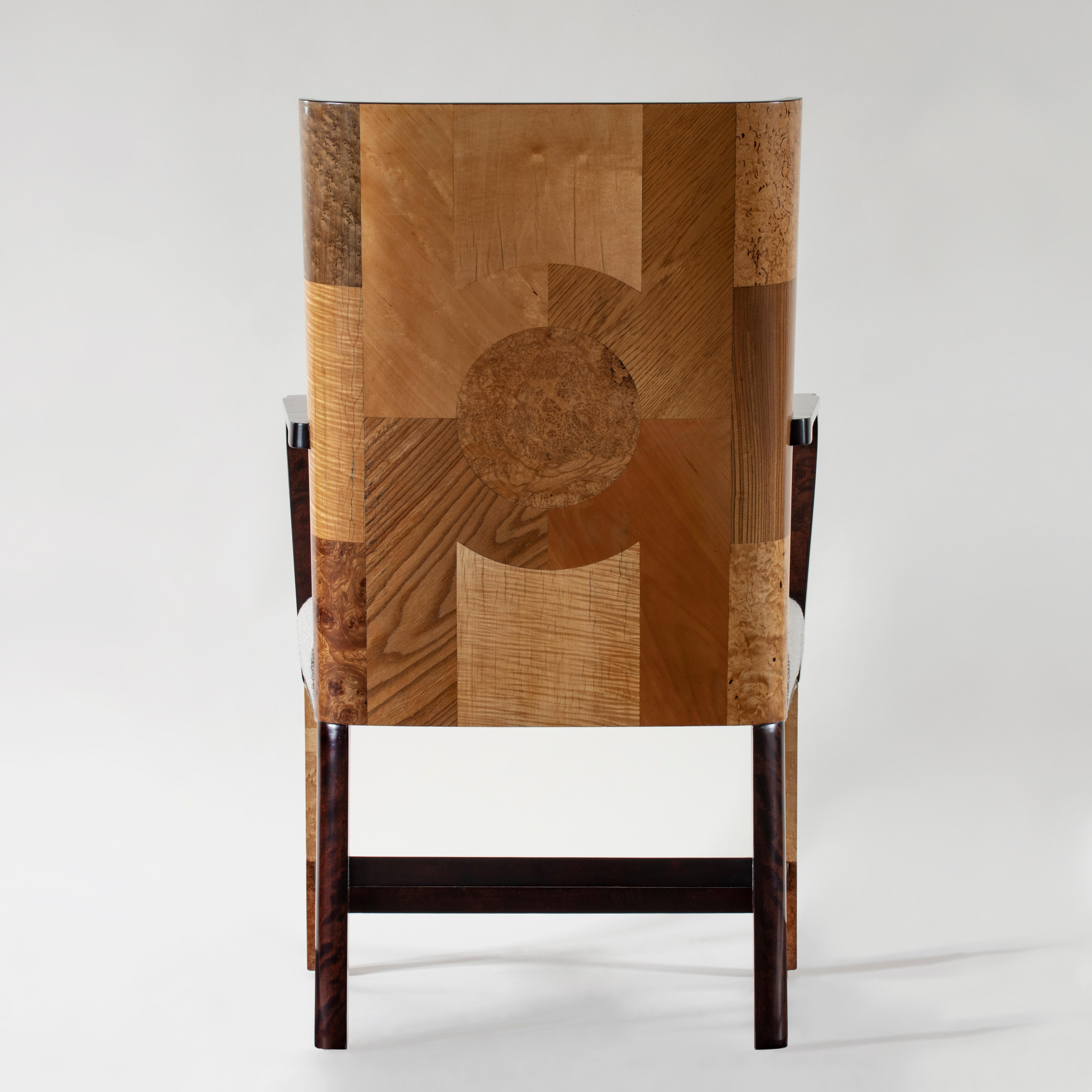 20th Century Ferdinand Lundquist & Co., Large and Rare Swedish Specimen Wood Armchair