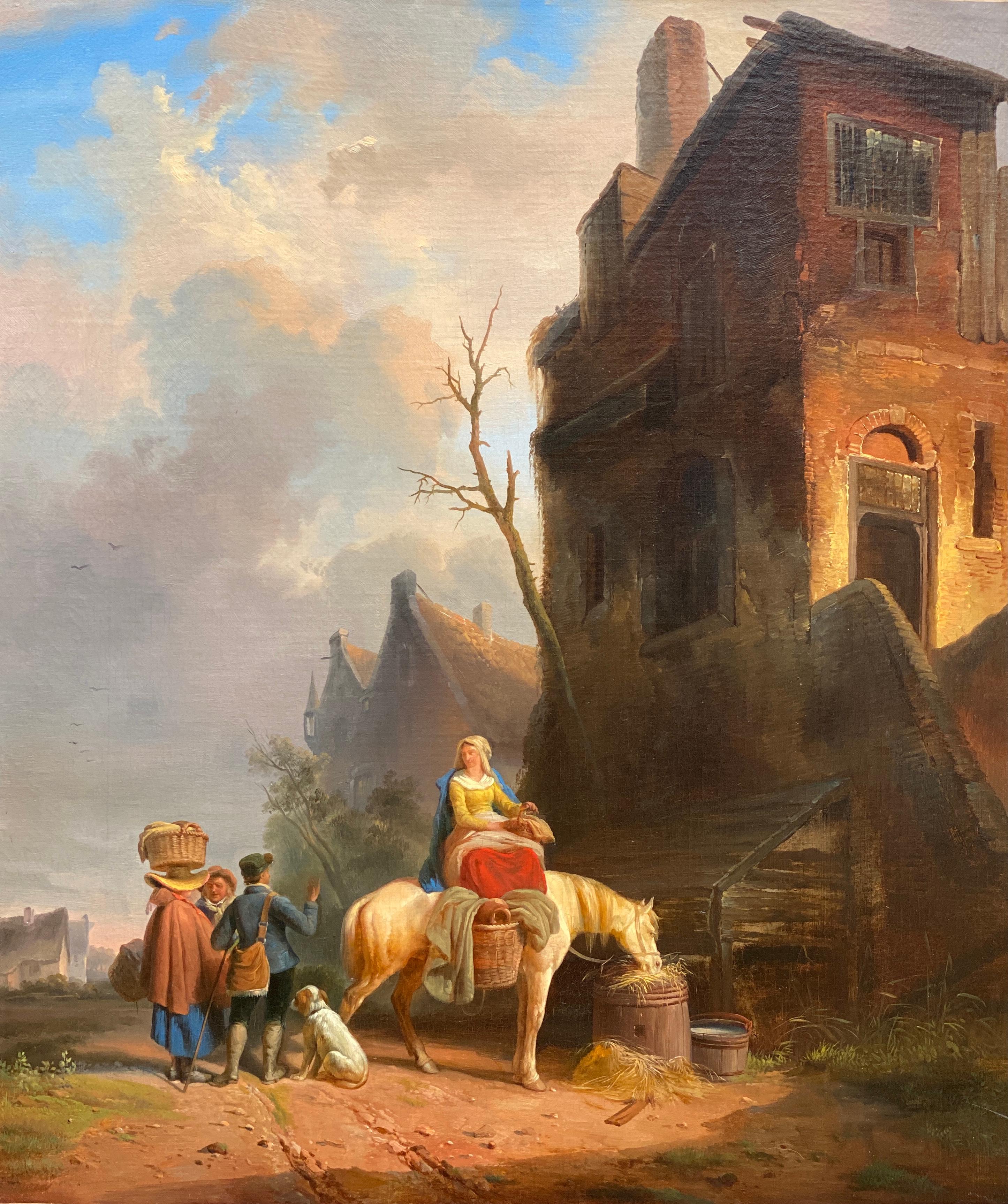 Ferdinand Marinus  Landscape Painting - Attributed to Ferdinand Marinus, 1808 – 1890, Belgian Painter, Oil on Canvas