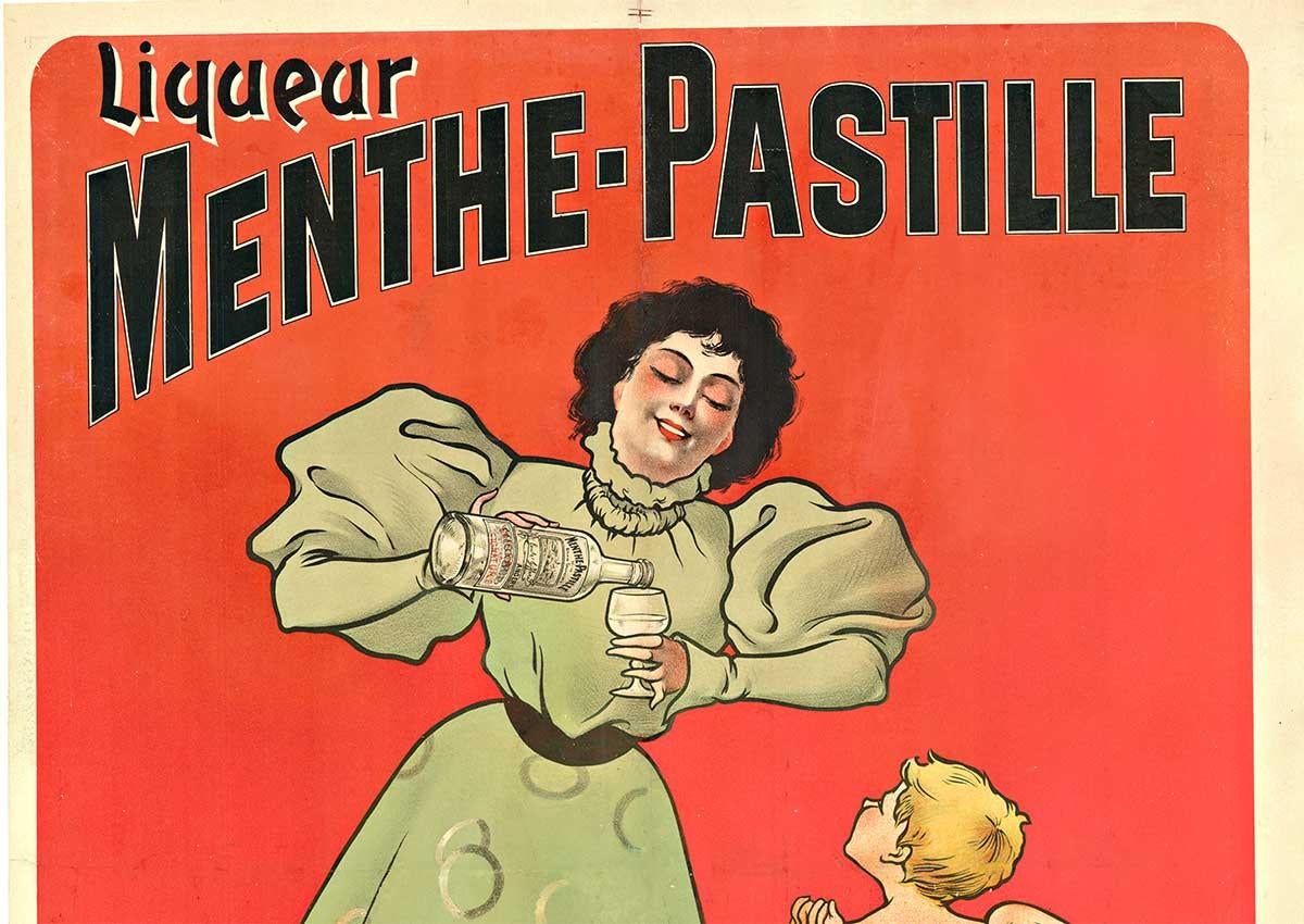 Cartel original de licor Menthe Pastille vintage de bebida francesa - Print de Ferdinand Mifliez MISTI 