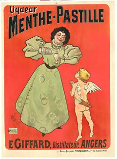 Poster originale del liquore Menthe Pastille, bevanda francese vintage